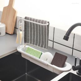 Kitchen Storage 36-50cm Shelf Drain Water Rack Sinks Organiser Soap Sponge Towel Holder Bathroom Gadgets Basket