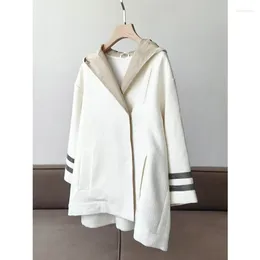 Women's Jackets 2024 Spring Beaded Linen Hooded Loose Women High-end Cape Jacket