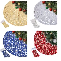 Table Cloth 48 Inch Christmas Tree Skirt Xmas Soft Cover Mat Decor Snowflake Collar Farmhouse