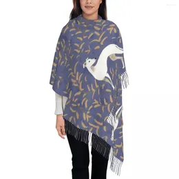 Scarves Whippet With Brown Leaves Scarf For Womens Winter Cashmere Shawl Wrap Greyhound Sighthound Dog Tassel Ladies