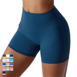 Lu Align Shorts Summer Sport Seamed Women's Sk-friendly Breathable Scrunch Plus Sizes Butt High Waist Yoga Sports Gym Shorts For Women LL Lmeon Gym Woman