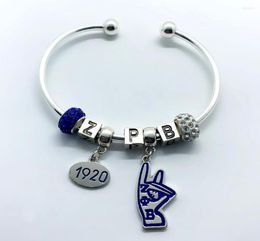 Charm Bracelets Exquisite Greek Society ZETA PHI BETA Sorority Symbol ZPB 1920 Pendant Big Hole Beads Letter Bracelet3915463