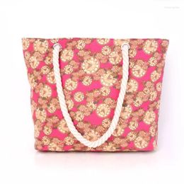 Storage Bags 2024 Shoulder Bag Travel Casual Canvas Women's Fashion Cotton Rope Handbag Flower Organiser Closet