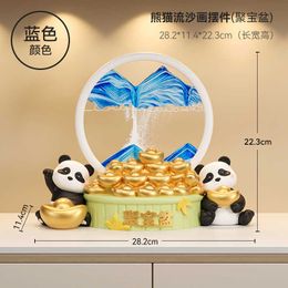 Decorative Objects Figurines Modern gifts for living room new home decorations panda quicksand paintings TV cabinets foyer H240517 I38S