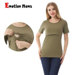 Maternity Tops Tees Mother Care T-shirt Maternity Top Breastfeeding Clothing Short Sleeve Cotton Shirt lotion Shirt Large S-XXL Y240518