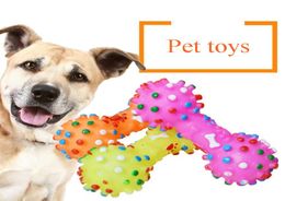 Dumbbell Dog Toys Colourful Dotted Dumbbell Shaped Puppy Toys Squeeze Squeaky Faux Bone Pet Chew Toys For Dogs4352820