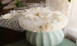 Retro Fascinator Hat Hair Jewelry Women Flower Face Veil Headdress Wedding Bridal Ladies Headwear Clip Stingy Brim Hats3917605