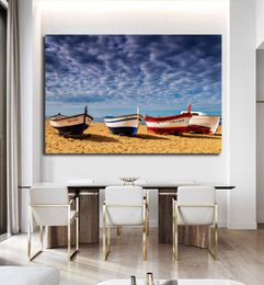 Modern Large Size Landscape Poster Wall Art Canvas Painting Boat Beach Picture HD Printing For Living Room Bedroom Decoration3393864