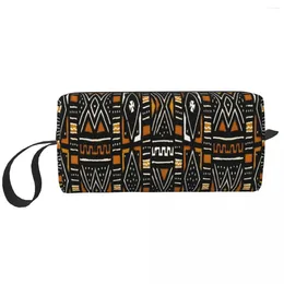Cosmetic Bags African Bogolan Mudcloth Pattern Makeup Bag Storage Dopp Kit Toiletry For Women Beauty Travel Pencil Case