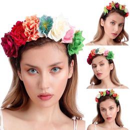 Decorative Flowers Beach Hawaii Floral Garland Romantic Fake Flower Rose Artifical Wreath Wedding Christmas Headband 2024