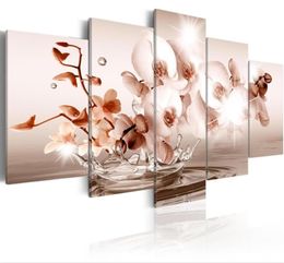 No Frame5PCSSet Modern Abstract Rippling Flowers Orchid Art Print Frameless Canvas Painting Wall Picture Home Decoration7070463