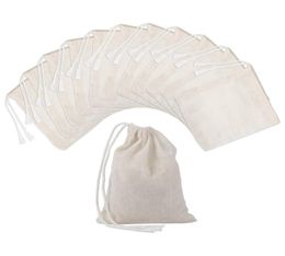 100 Pieces Drawstring Cotton Bags Muslin Bags Brew Bags 4 x 3 Inches2044548