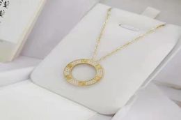 Luxury Full Diamond 3 Color Pendant Necklace Fashion 18K Gold Women039s Love Necklace High Quality 316L Stainless Steel Jewelry6769346