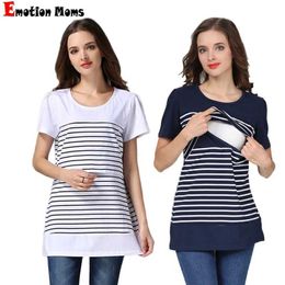 Maternity Tops Tees New Casual Maternity Top Pregnancy Breastfeeding Clothes For Pregnant Women Nursing Tops Postpartum Feeding T-shirt Y240518