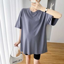 Maternity Tops Tees Summer Nursing Clothes For Maternity Plus Size Cotton Lactation T-Shirt Long Loose Postpartum Woman Breastfeeding Tops and Tees Y240518