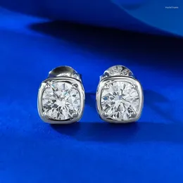 Stud Earrings SpringLady 925 Sterling Silver 3-6MM Round High Carbon Diamond Gemstone Simple Jewellery