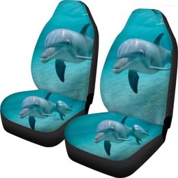 Car Seat Covers Dolphin Ocean Animal Print 2 Pack Protectors Universal Anti-Slip Driver Cover Fit For SUV Trucks