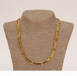 E Whole Classic Figaro Cuban Link Chain Necklace Bracelet Sets 14k Real Solid Gold Filled Copper Fashion Men Women 039 S Je3110372