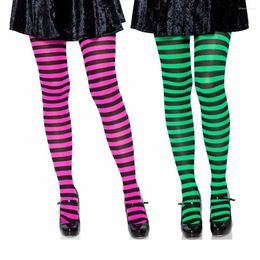 Women Socks Striped Pantyhose Cute Cotton Elastic Long Hosiery Cosplay Over Knee High Stockings Christmas