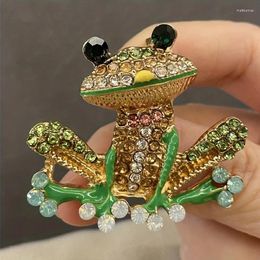 Brooches 1pc Colourful Enamel Rhinestone Frog Brooch Pin For Women And Men- Unique Fashion Accessory