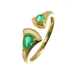 Cluster Rings YULEM 3mm 4mm Natural Emerald Ring Simple Gem Silver For Daily Wear 925 Sterling Fine Jewellery