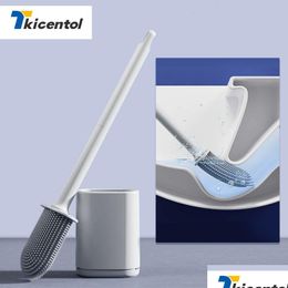 Toilet Brushes & Holders Upgrade Sile Cleaning Brush Flat Head Soft Bristles With Holder Flexible No Dead Wc Cleaner Bathroom Drop Del Dhasp