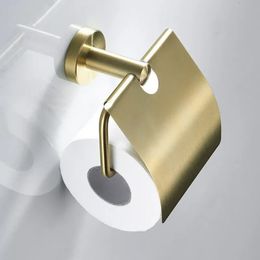 Toilet Paper Holder Brushed Gold Stainless Steel Pendant Paper Hooks Towel Rack Paper Roll Holder Hardware With Cover MJ 240518