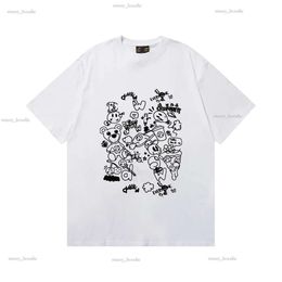 Designer Draw T Shirt Smiling Face Graffiti Pure Cotton Printed Loose Sports Painting Draw Tshirt Sleeve Men's And Women's Street Cute Fashion T-Shirt b7e1