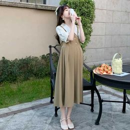 Maternity Dresses Pregnant Womens Birth Control Dress Professional Breast Feeding Dual purpose Large Size Long Clothes Skin Korean New Style H240517