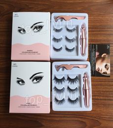 Magnetic False Eyelashes Magnetic Liquid Eyeliner Tweezer Set 3 Pairs magnet False Eyelashes Set No Glue Make Up Tools fre9345672