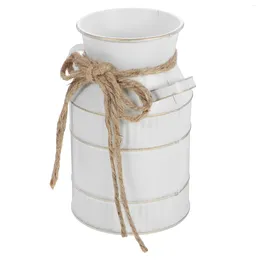 Vases Retro Milk Bottle Vase Metal Planter Bucket Container Rustic Flower Jug Vintage Iron Decorative Holder Pots