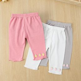 Trousers Girls Pants Calf-length Summer Fashion Baby Casual White Leggings Children's Thin Breathable