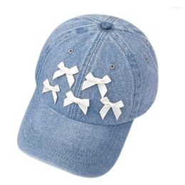 Ball Caps Delicate Ribbon Bowknot Baseball Adjustable Size Hat Cycling Climbing Travel Duckbill For Girl Woman Sunproof Dropship