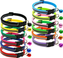 Pet multicolor bell collar night safety reflective paste traction rope dog cat collar pet supplies XD228987959161