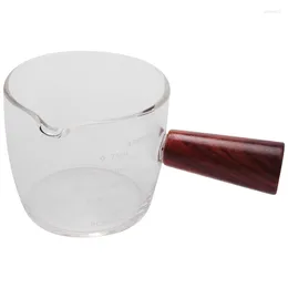 Wine Glasses Glass Measuring Cup Espresso S 75ML Triple Pitcher Barista Single Spouts With Wood Handle