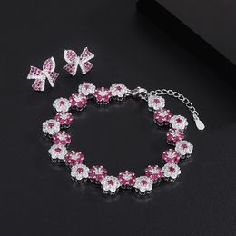 New Arrived Fashion Jewelry Prong CZ Tennis Chain Rainbow Daisy Flower Charm Colorful Bracelet