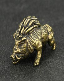 Antique Pure brass statue copper ORNAMENT Religious status Thai wild boar Pendant decoration animal status220P5651187