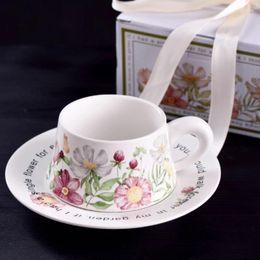 Cups Saucers Sunflower Open Cup Plate Ceramic Mug Retro Light Luxury Coffee Set Iris Water