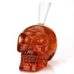 Bar Tools Large Skull Head Awakening Wine Bottle 1100ml Diagonal Mouth Dispenser High Borosilicate Glass Easy to Shake and Clean H240517