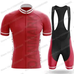 Racing Sets 2024 Denmark National Team Cycling Jersey Set Men Clothing Road Bike Shirts Suit Bicycle Bib Shorts MTB Riding Uniform