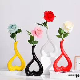 Decorative Flowers Modern Simple And Creative Desktop Table Accessories Home Living Room Flower Arrangement Vase Ornaments Ceramic Crafts