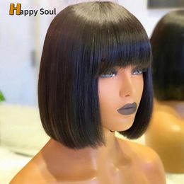 Black Colour Bob Bone Straight Human Hair Wigs 180 Density HD Lace Frontal Wigs for Women Highlight Wig Human Hair Party Holiday