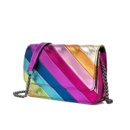 Shoulder Bag with Contrasting Color Patchwork Rainbow Chain Single Shoulder Crossbody Eagle Head Small Square Handbag