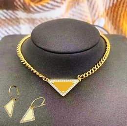 Designer High quality Necklace gold Necklaces men womens popular INS classic necklace diamond inverted triangle pendants with box2189672