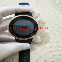 New High Quality Watch 114 Black PVD Rubber Strap 44mm Digital YA114207 RUBBER BRACELET QUARTZ SPORT MENS WATCHES 237D