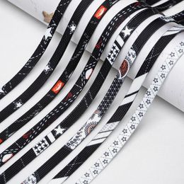 Shoe Parts Black White Splice Shoelaces Men Women Star Sport Basketball Casual Sneakers High-top Canvas Graffiti Laces