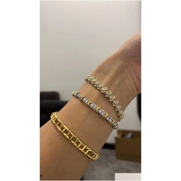 Bangle New 18K Gold Leopard Sier Bracelets For Women Set Ring Daughter And Mom Luxury Tennis Fashion Uni Jewellery Designer Jewlery Par Ot2Bp