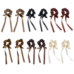 Hair Clips Y4QE Elastic Satins Scrunchies Women Bands Scrunchy Ties Solid Color Accessories For Bow