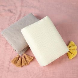 Blankets DXAD 120x150cm Baby Receiving Blanket Sleepsack Soft Cotton 4 Layers Muslin Gauze Swaddle Wrap Solid Colour Sleeping Bag