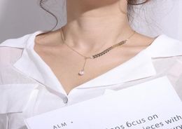 Pendant Necklaces YUN RUO Rose Gold Colour Wheat Ear Pearl Necklace Adjustable Titanium Steel Woman Jewellery Gift Never Fade Drop 16012180